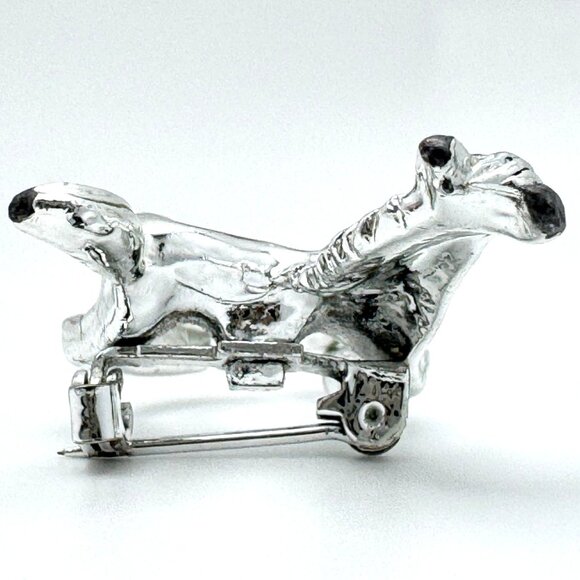 Horse Brooch Pin Silver Tone Vintage Running Design Approx. 1.5"x1" - Picture 6 of 8